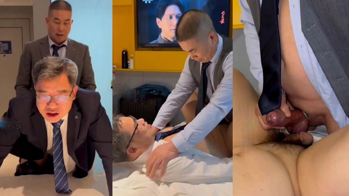 土豪砸钱找两个正装中老帅来玩，操得好猛，完整版射